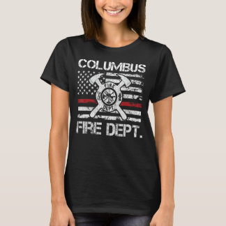 Columbus Ohio Fire Department Thin Red Line Logo T-Shirt