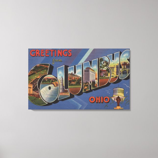 Columbus, Ohio - Large Letter Scenes 2 Canvas Print (Front)