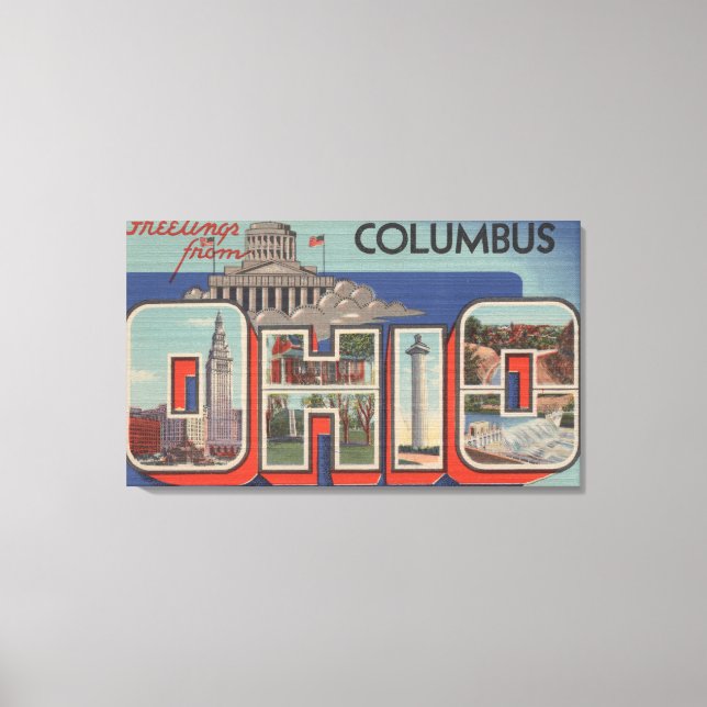Columbus, Ohio - Large Letter Scenes Canvas Print (Front)
