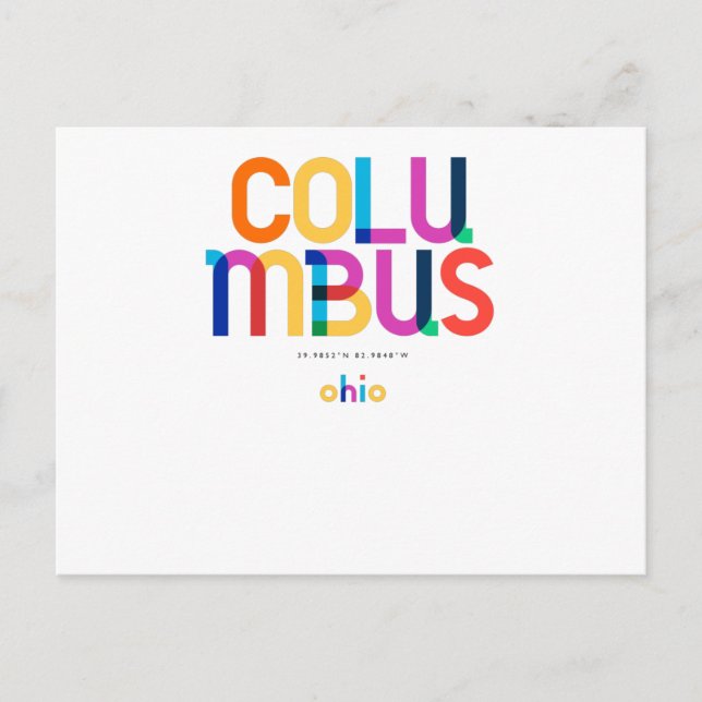 Columbus Ohio Mid Century, Pop Art, Postcard (Front)