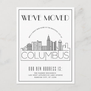 Columbus, Ohio Modern Deco Change of Address Announcement Postcard