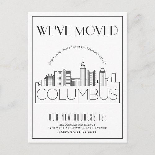 Columbus Ohio Modern Deco  Change of Address Announcement Postcard
