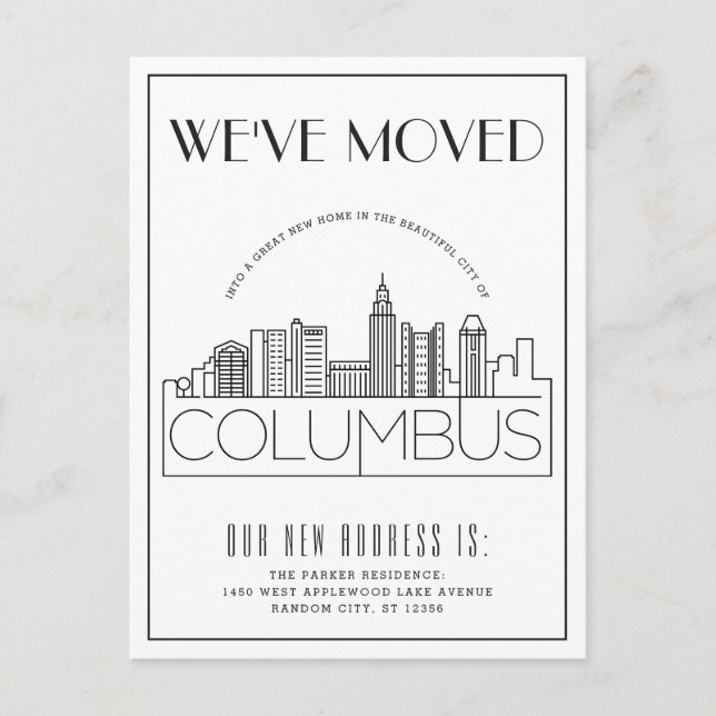 Columbus, Ohio Modern Deco | Change of Address Announcement Postcard (Front)