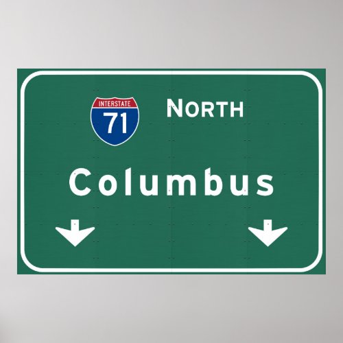 Columbus Ohio oh Interstate Highway Freeway Road  Poster