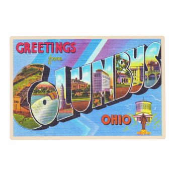 Columbus Ohio Oh Vintage Large Letter Postcard Placemat by AmericanTravelogue at Zazzle
