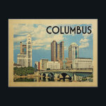 Columbus Ohio Postcard Vintage Travel<br><div class="desc">Columbus Ohio design in Vintage Travel style featuring an expansive city skyline view.</div>