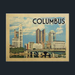 Columbus Ohio Postcard Vintage Travel<br><div class="desc">Columbus Ohio design in Vintage Travel style featuring an expansive city skyline view.</div>