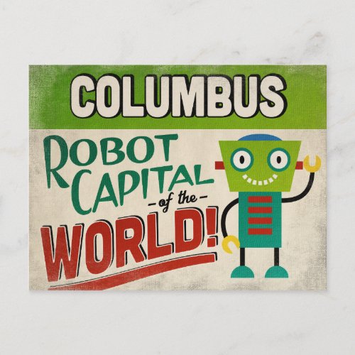 Columbus Ohio Robot _ Funny Vintage Postcard