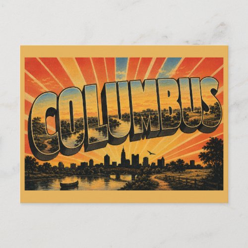 Columbus Ohio Scioto River Farmland Art Postcard