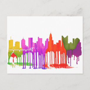 COLUMBUS, OHIO SKYLINE PUDDLES - POSTCARD