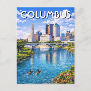 Columbus Ohio Skyline Travel Postcard