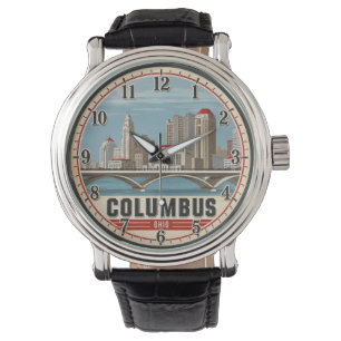 Columbus Ohio Skyline Vintage Travel Poster Watch