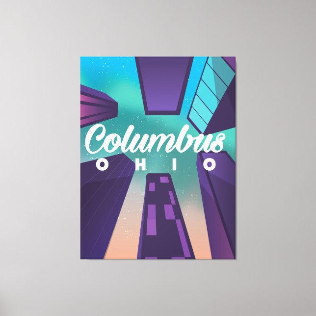 Columbus Ohio skyscraper travel poster print. Canvas Print (Front)