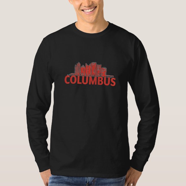 Columbus Ohio USA City Skyline Silhouette Outline  T-Shirt (Front)
