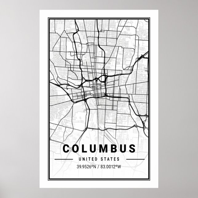 Columbus Ohio USA City Travel City Map Poster (Front)