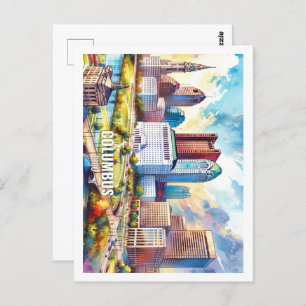 Columbus Ohio USA Famous Place watercolor Postcard