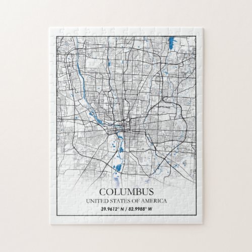 Columbus Ohio USA Travel City Map Poster Jigsaw Puzzle