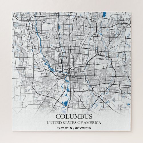 Columbus Ohio USA Travel City Map Poster Jigsaw Puzzle