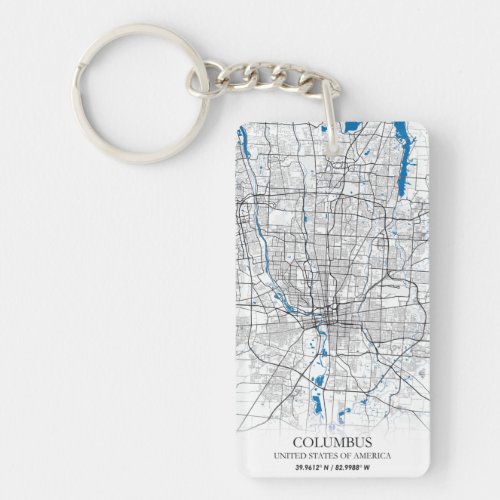 Columbus Ohio USA Travel City Map Poster Keychain