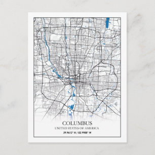 Columbus Ohio USA Travel City Map Poster Postcard