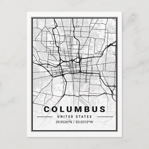 Columbus Ohio USA Travel City Map Poster Postcard