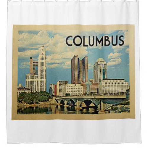 Columbus Ohio Vintage Travel Shower Curtain