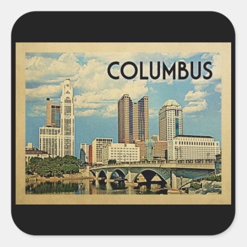 Columbus Ohio Vintage Travel Square Sticker
