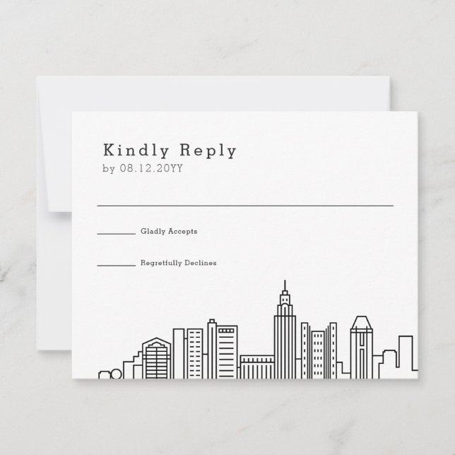 Columbus Ohio Wedding | Stylized City Skyline RSVP Card (Front)