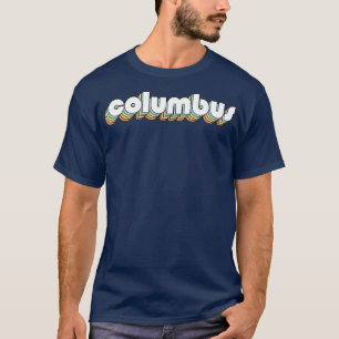 Columbus Retro Rainbow Typography Faded Style T-Shirt