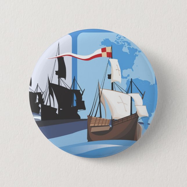 Columbus Sailing the Ocean Blue - Pinback Button (Front)