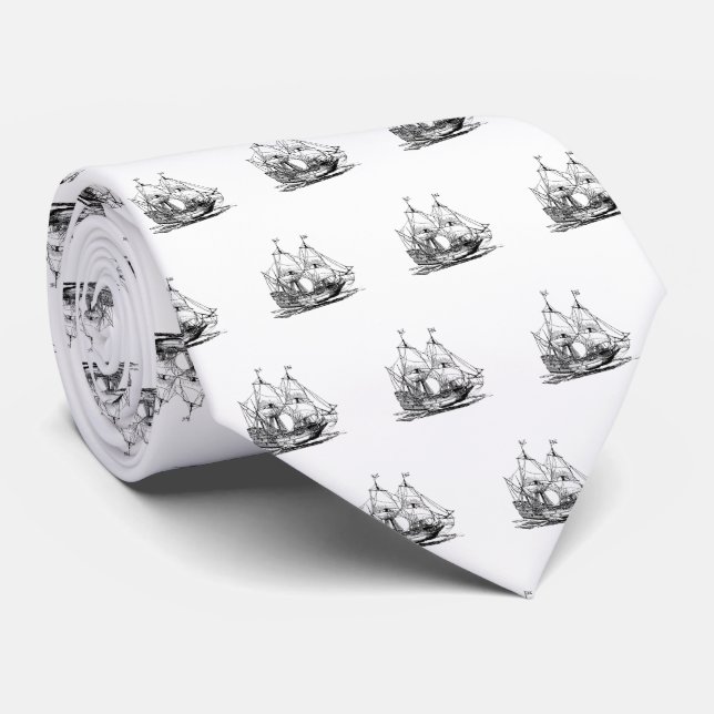 Columbus Ship Maritime Neck Tie (Rolled)