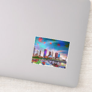 Columbus Skyline Abstract Art Sticker