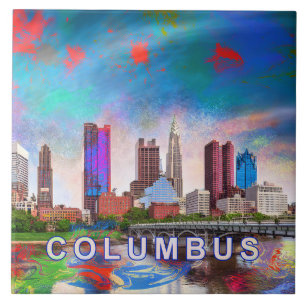 Columbus Skyline Art Ceramic Tile