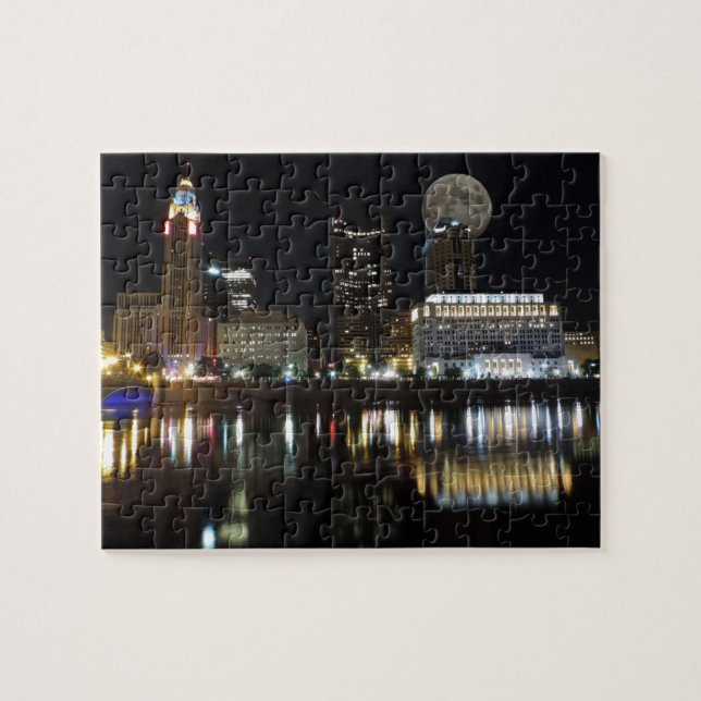 Columbus Skyline with the Moon Jigsaw Puzzle (Horizontal)