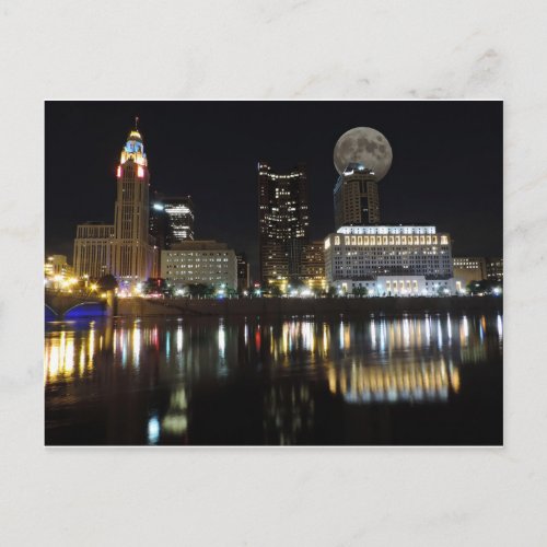 Columbus Skyline with the Moon Postcard