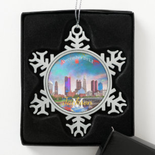 Columbus Snowflake Pewter Christmas ornament