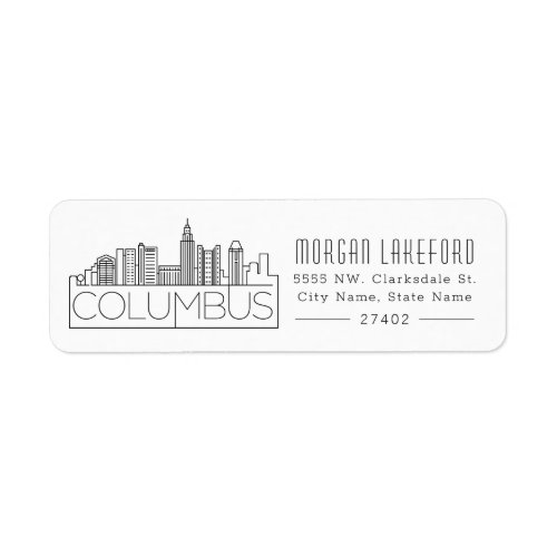 Columbus Stylized City Skyline  Label