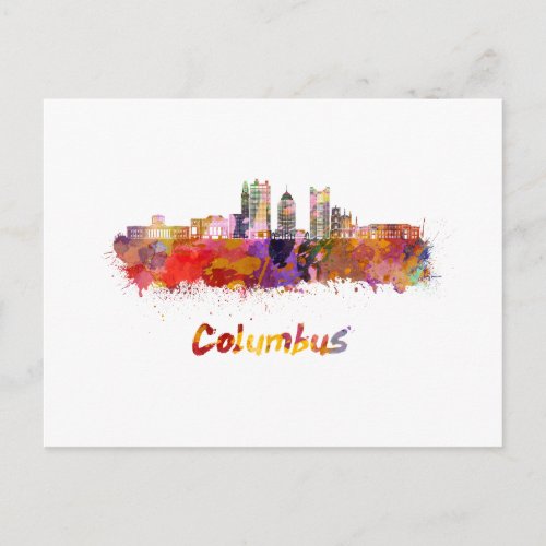 Columbus V2 skyline in watercolor Postcard