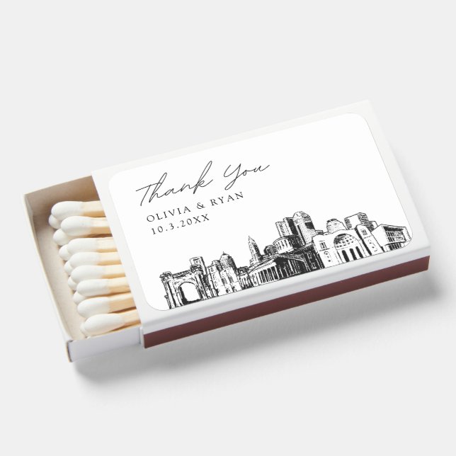 Columbus Wedding Favor Custom Thank You Matchboxes (Front Open)