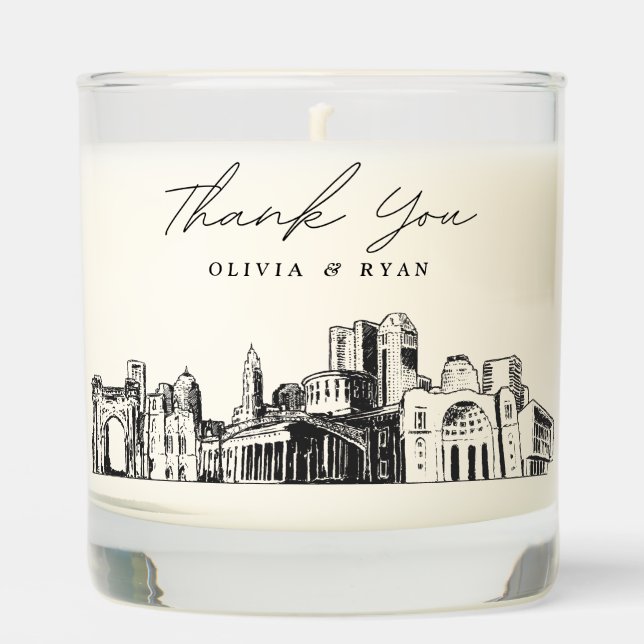 Columbus Wedding Thank You Gift Custom Candle (Front)