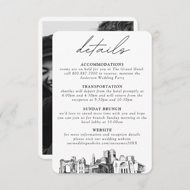 Columbus Wedding Vertical Details Enclosure Card (Front/Back)