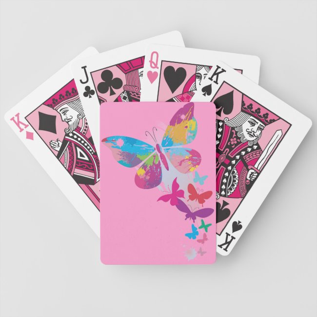 Column of Painted Butterflies Design Playing Cards