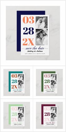 Column typography and photos wedding Save the Date