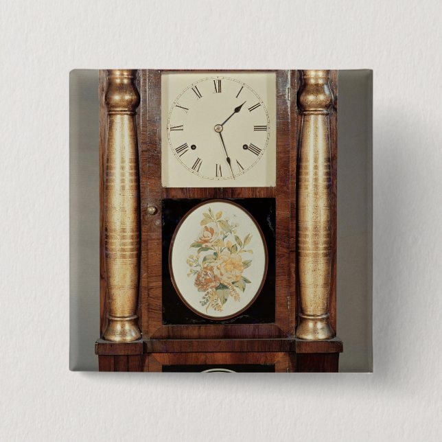 Columned clock, c.1855 pinback button (Front)