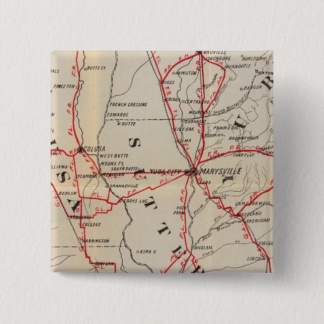 Colusa, Yolo, Napa, Butte, Yuba, Sutter, Solano Pinback Button (Front)