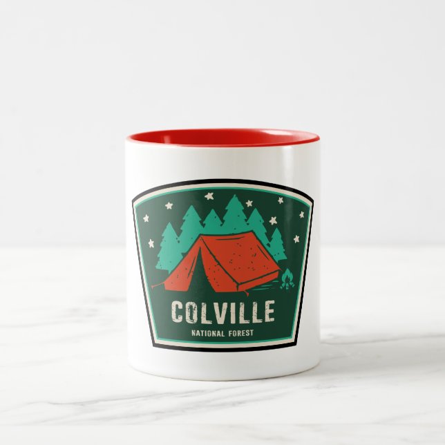 Colville National Forest Camping Two-Tone Coffee Mug (Center)
