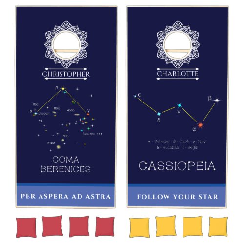 Coma Berenices And Cassiopeia Constellations Cornhole Set