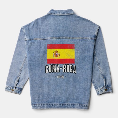 Coma_Ruga Spain Es Flag City _ Bandera Ropa _  Denim Jacket