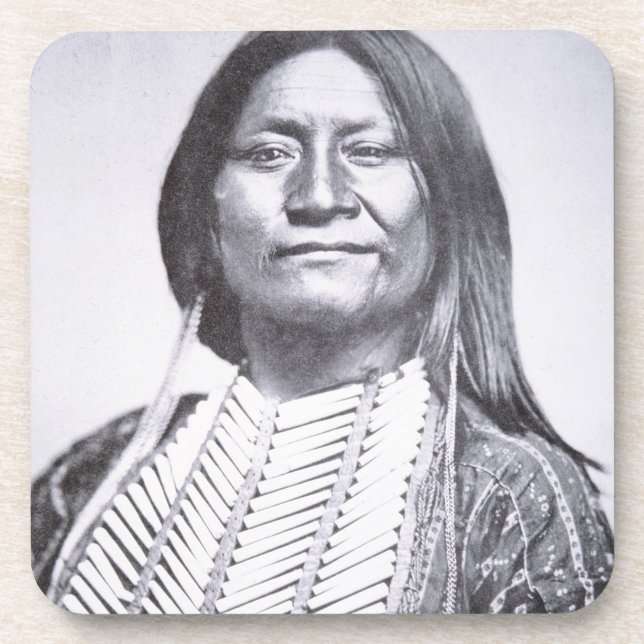 Comanche Tribesman, 1872 (b/w photo) Beverage Coaster (Front)