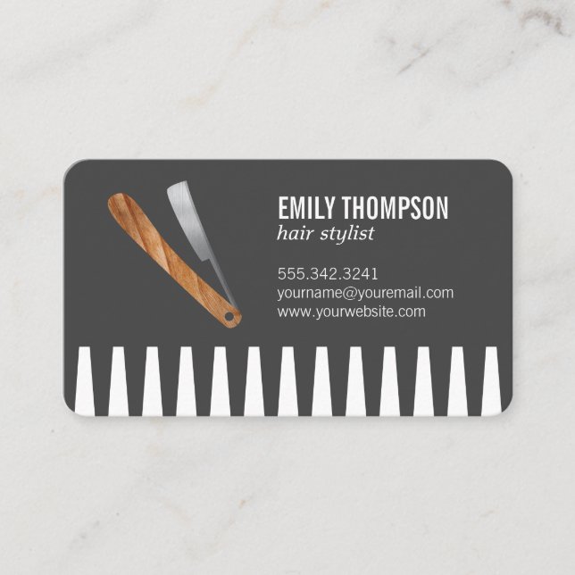 Comb and Razor Business Card (Front)
